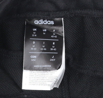adidas Women Black UK 12-14 M Track Pants 3 Stripe Tapered Joggers