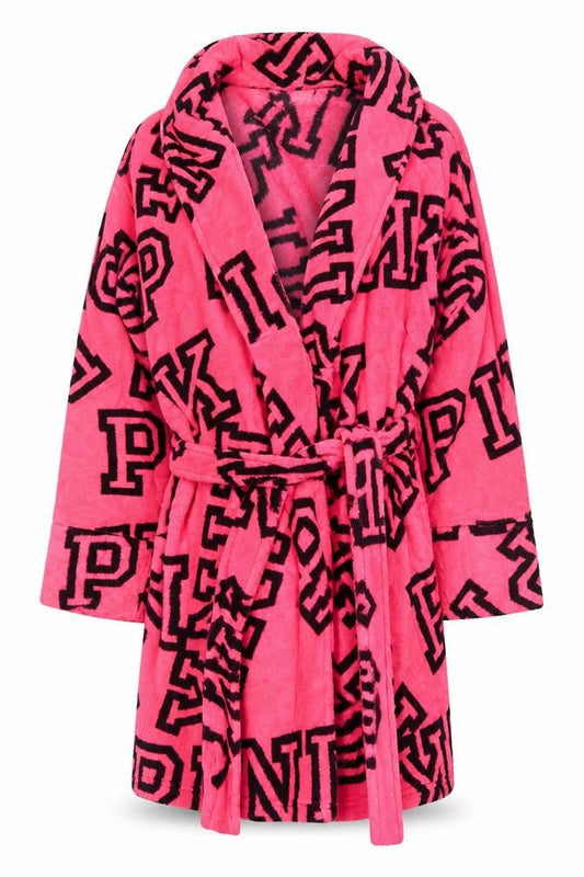 Victoria's Secret PINK Women Pink XS Kimono Fleece Logo Robe