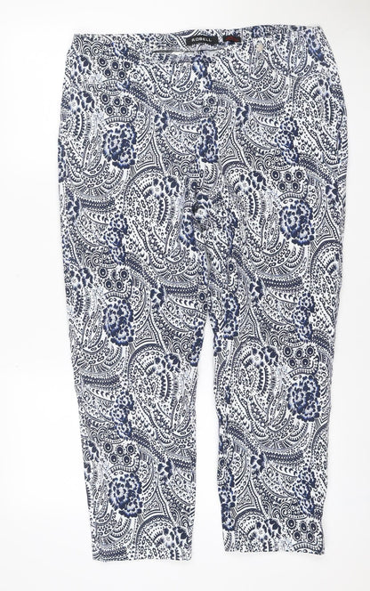 Robell Women Blue Paisley Bella 09 Cropped Stretch Trousers UK 18