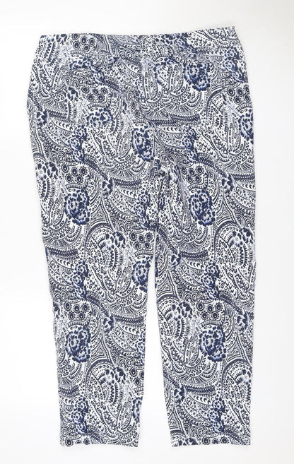 Robell Women Blue Paisley Bella 09 Cropped Stretch Trousers UK 18