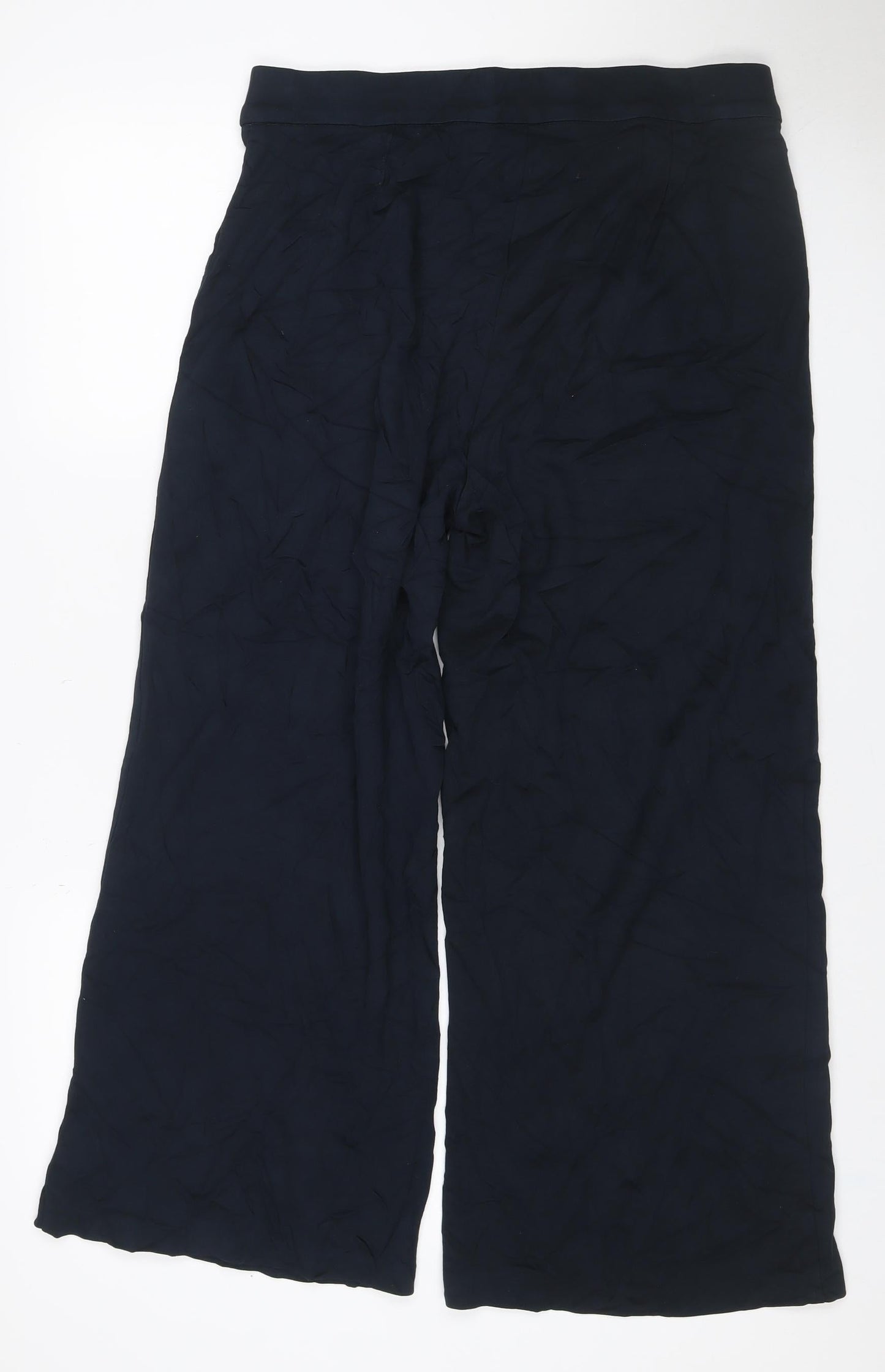 Marks and Spencer Women Black Size 16 Wide-Leg Stretch Trousers