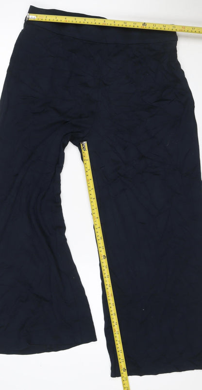 Marks and Spencer Women Black Size 16 Wide-Leg Stretch Trousers