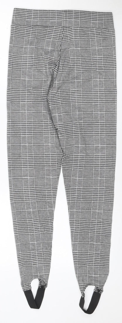 Marks & Spencer Women Grey Check Stirrup Leggings UK 8 Regular