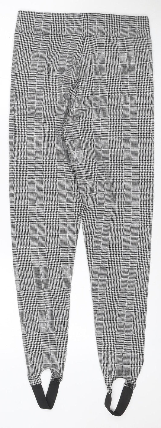Marks & Spencer Women Grey Check Stirrup Leggings UK 8 Regular