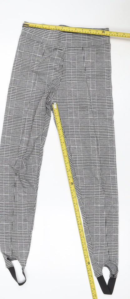 Marks & Spencer Women Grey Check Stirrup Leggings UK 8 Regular