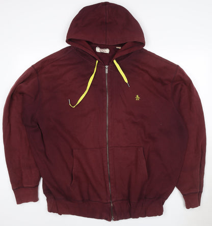Original Penguin Men’s Red 2XL Full Zip Logo Hoodie