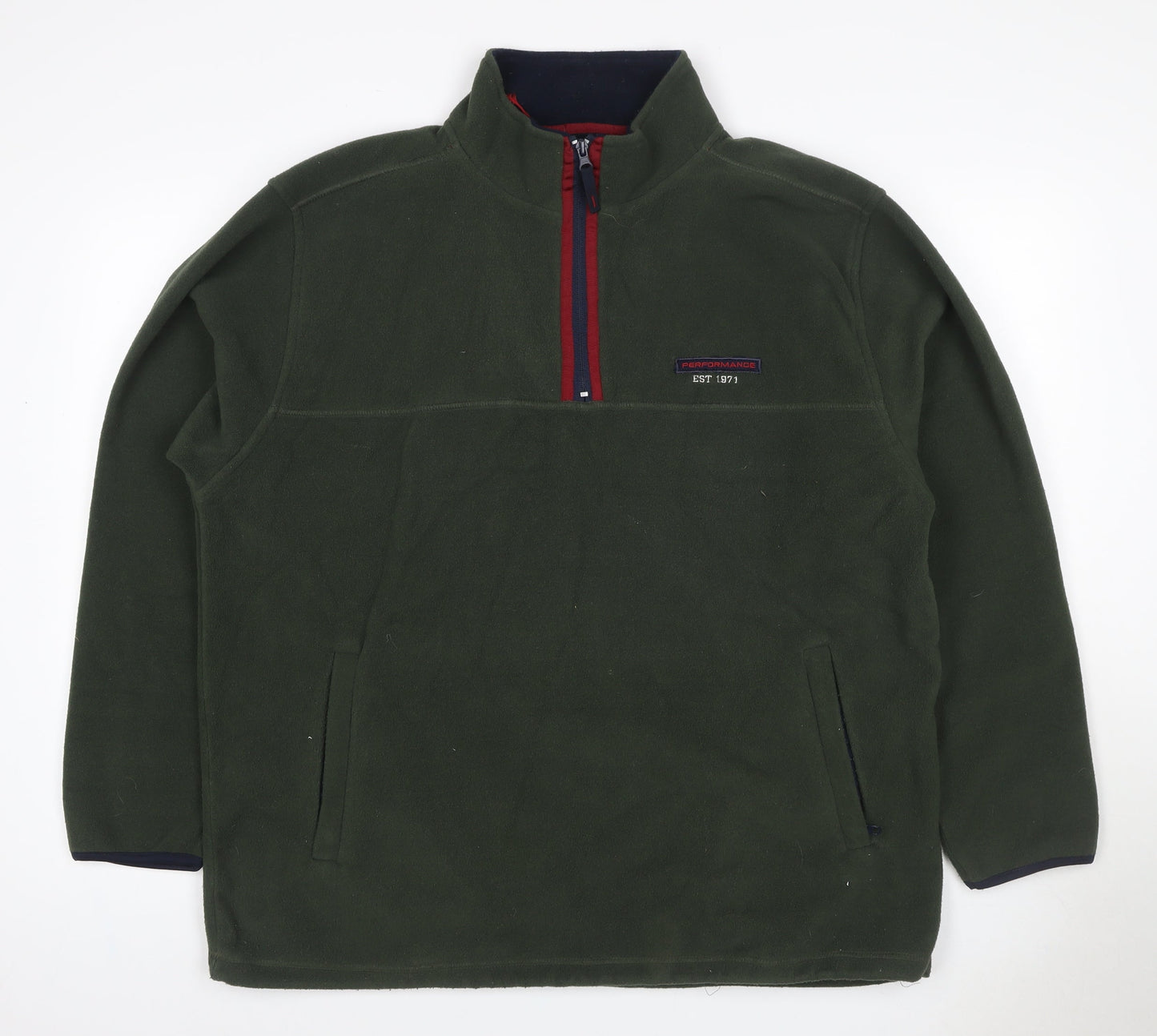 CS Active Performance Men’s Green L 1/4 Zip Fleece Pullover Sweatshirt
