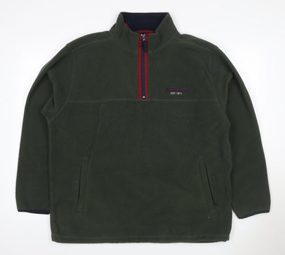 CS Active Performance Men’s Green L 1/4 Zip Fleece Pullover Sweatshirt