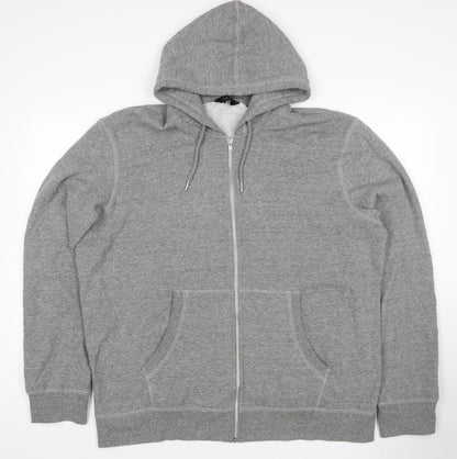 Next Men’s Grey XXL Full Zip Hooded Fleece Hoodie Drawstring Pockets
