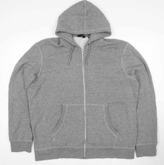 Next Men’s Grey XXL Full Zip Hooded Fleece Hoodie Drawstring Pockets