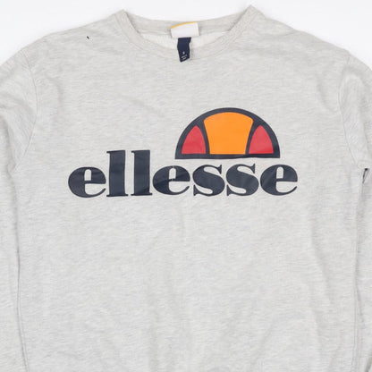 Ellesse Women’s Grey Logo Crew Neck Pullover Sweatshirt Size 8