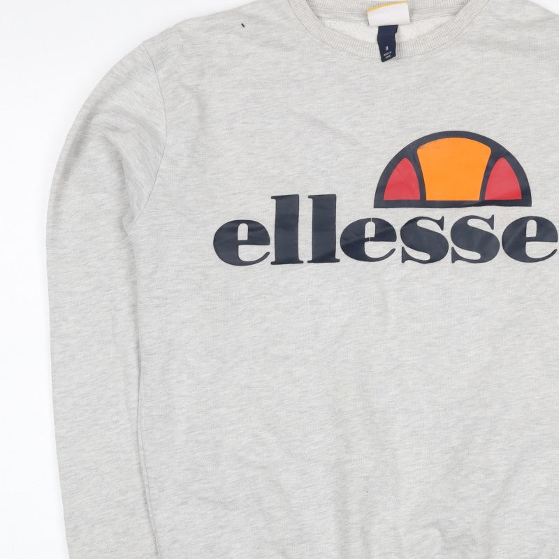 Ellesse Women’s Grey Logo Crew Neck Pullover Sweatshirt Size 8