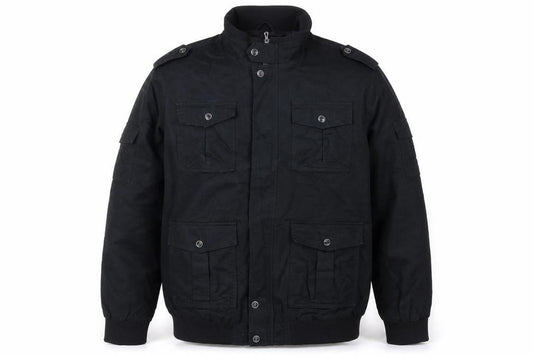 Outdoor Jacket Men's Black 2XL Military Cotton Utility Jacket