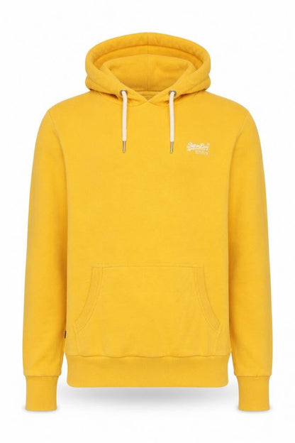 Superdry Men’s Yellow M Pullover Hoodie Logo Fleece Lined Pocket
