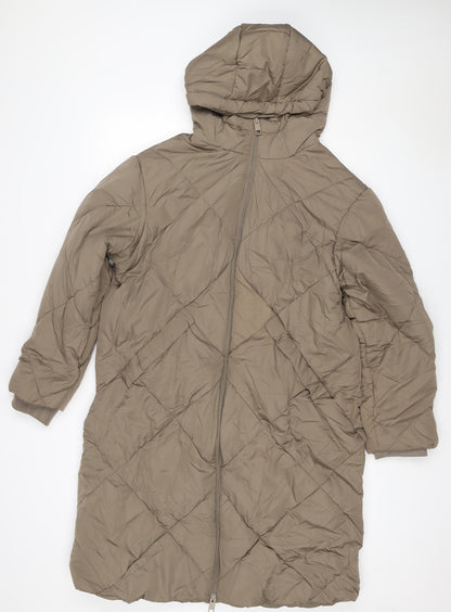 Marks and Spencer Women’s Beige UK 16 Long Hooded Puffer Coat
