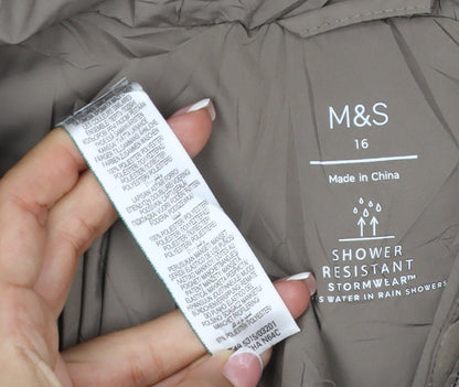 Marks and Spencer Women’s Beige UK 16 Long Hooded Puffer Coat