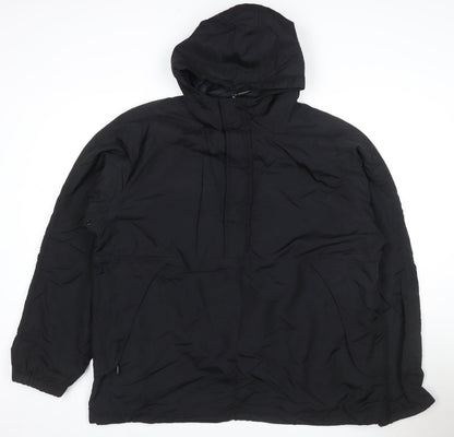 Moto Men's Black L Hooded Padded Anorak Jacket 1/4 Zip