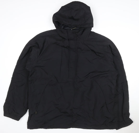 Moto Men's Black L Hooded Padded Anorak Jacket 1/4 Zip
