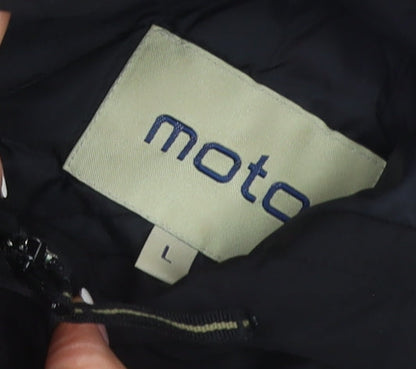 Moto Men's Black L Hooded Padded Anorak Jacket 1/4 Zip