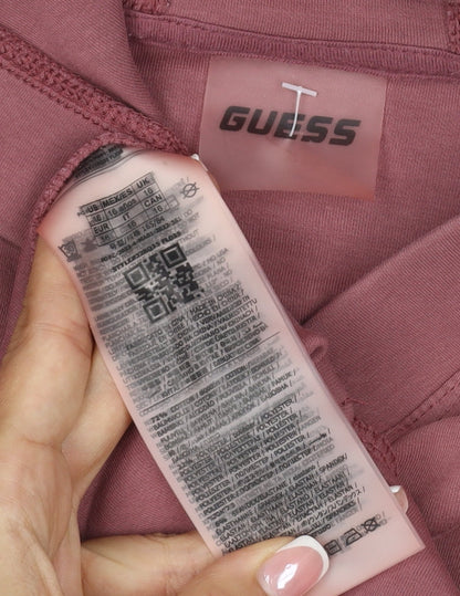 Guess Women Pink UK 16 Pullover Hoodie Logo Graphic Long Sleeve
