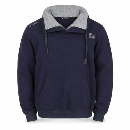 Front view of G-Star RAW Men’s Navy M Pullover Hoodie Half Zip Cotton Elbow Patches