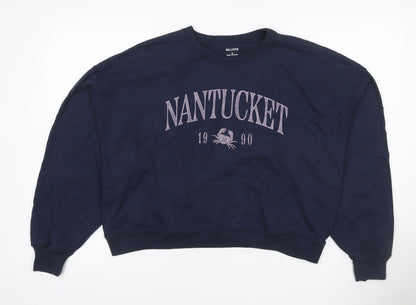 Hollister Women Blue M Nantucket 1990 Graphic Crew Neck Sweatshirt