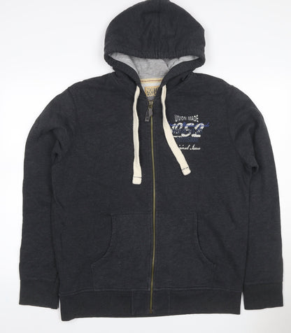 North Coast Men's Grey L Full Zip Graphic Hoodie Cotton Blend