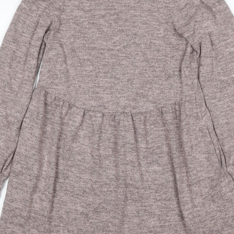 New Look Women Beige Size 10 Fit & Flare Knit Mini Dress