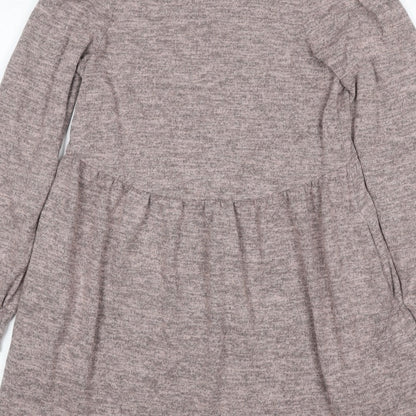 New Look Women Beige Size 10 Fit & Flare Knit Mini Dress