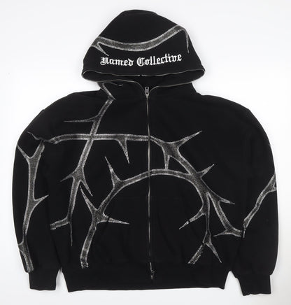 Named Collective Women Black M Full Zip Rhinestone Gothic Hoodie