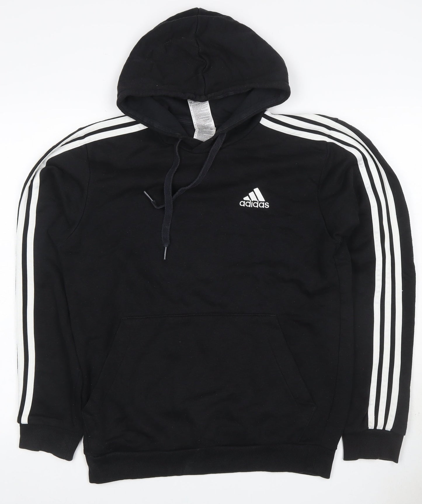 Adidas Men’s Black S 3-Stripes Logo Pullover Hoodie Sports Fleece