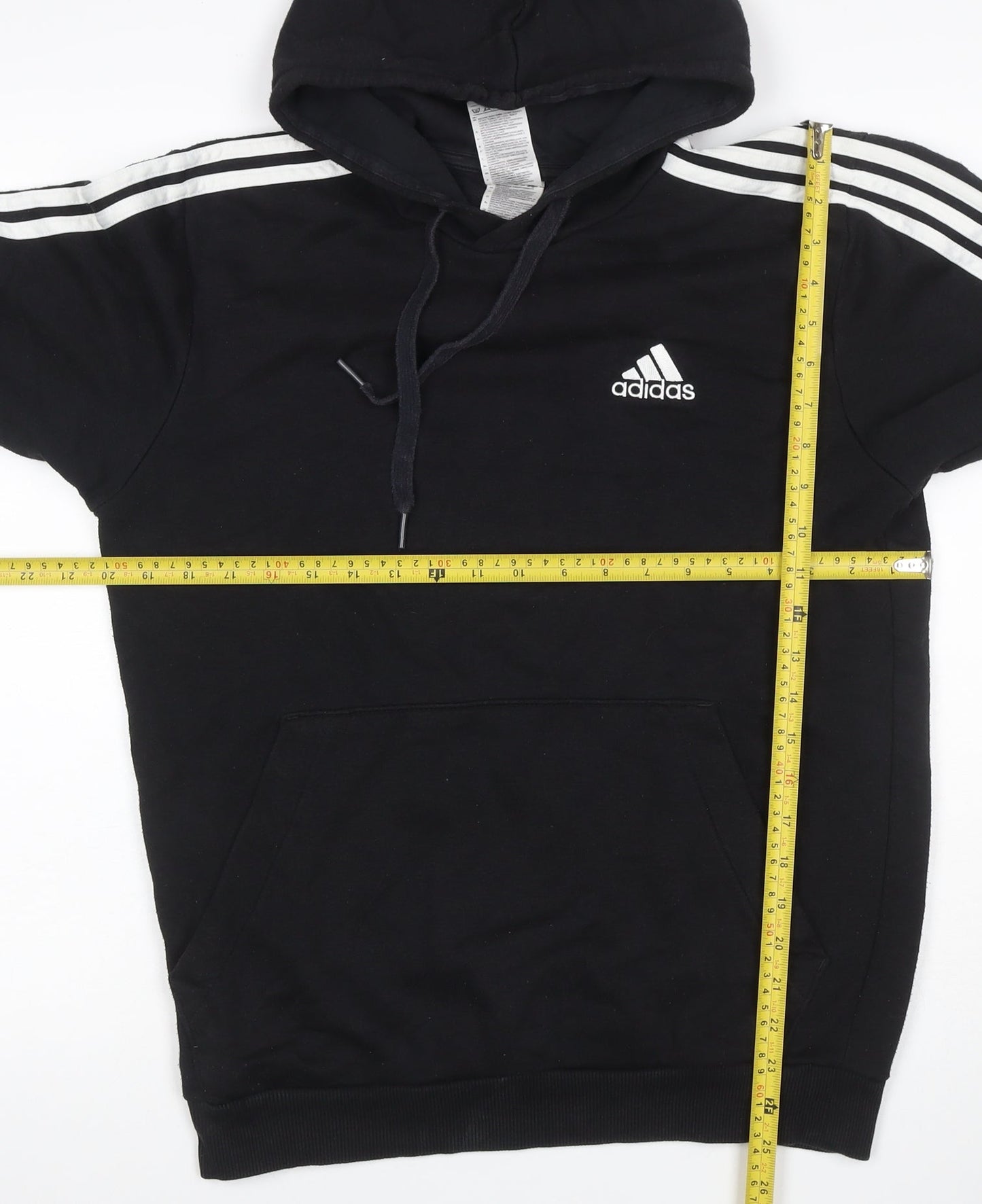 Adidas Men’s Black S 3-Stripes Logo Pullover Hoodie Sports Fleece