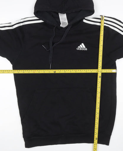 Adidas Men’s Black S 3-Stripes Logo Pullover Hoodie Sports Fleece