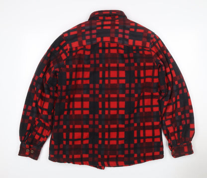 Lee Cooper Men's Red Check Padded Fleece Jacket Size M Button Front