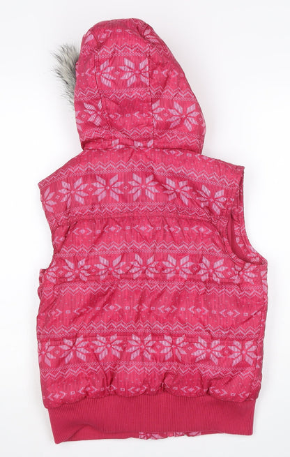 miss e-vie Girls Pink 14-15 Years Fair Isle Hooded Padded Gilet
