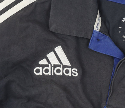 adidas Men’s Black Blue England Cricket Polo Shirt L Jersey
