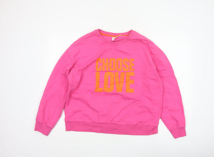 Choose Love Women’s Pink L Pullover Organic Cotton Graphic Sweatshirt