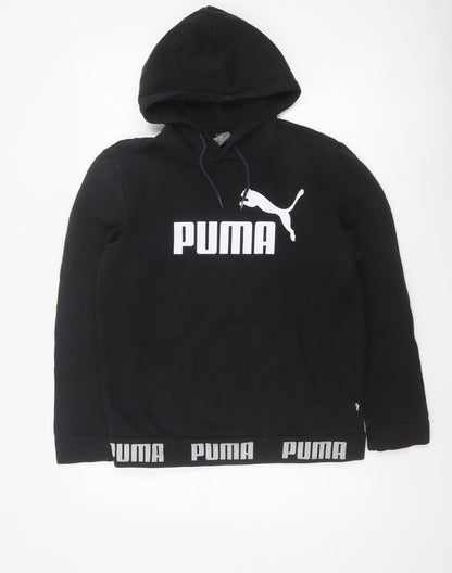Puma Womens Black M Pullover Hoodie Logo Graphic Pocket Sweatshirt