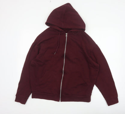 ASOS Design Men Red M Full Zip Hooded Fleece Hoodie Pockets
