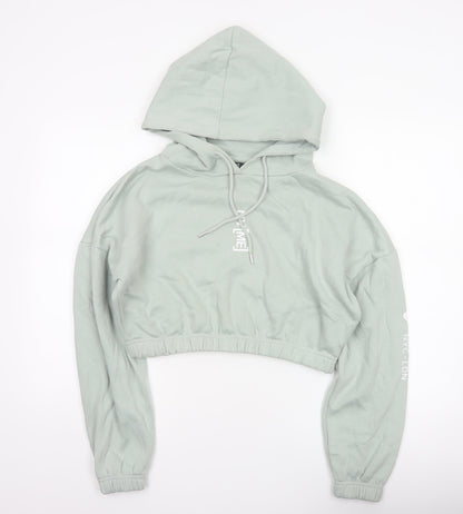 NVME Women’s Mint Green Cropped Oversized Pullover Hoodie Size M