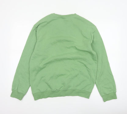 H&M Men’s Green Size S Relaxed Fit Crew Neck Fleece Sweatshirt