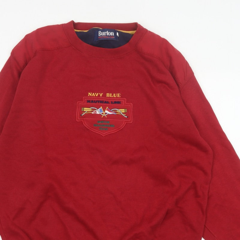 Burton Men's Red S Nautical Embroidered Pullover Sweatshirt