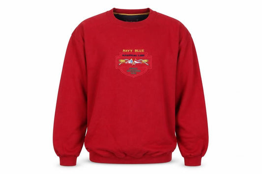 Front view of Burton Men's Red S Nautical Embroidered Pullover Sweatshirt