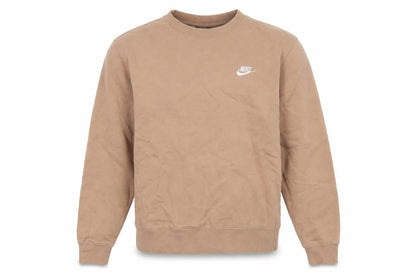 Nike Men’s Beige M Pullover Crew Neck Fleece Logo Sweatshirt
