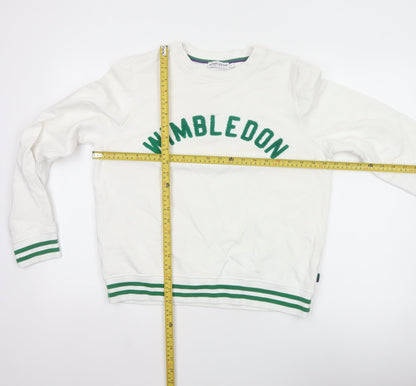 Wimbledon Women's White Green L Pullover Sweatshirt Tennis Logo