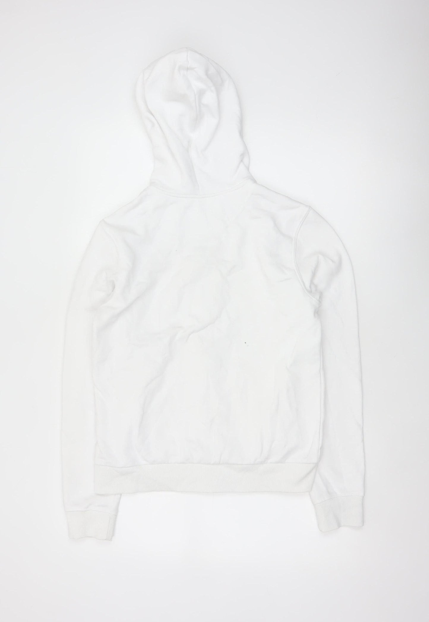 Women's White Size S Full Zip Hooded Cotton Blend Hoodie