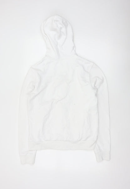Women's White Size S Full Zip Hooded Cotton Blend Hoodie
