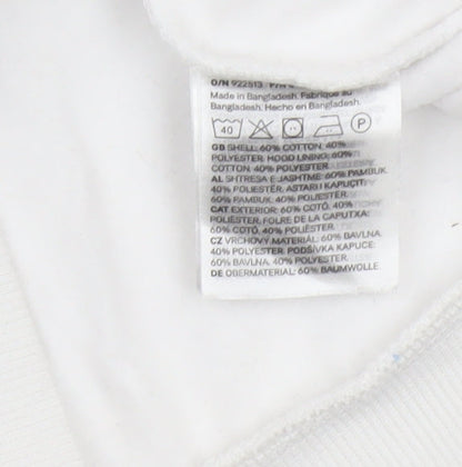 Women's White Size S Full Zip Hooded Cotton Blend Hoodie
