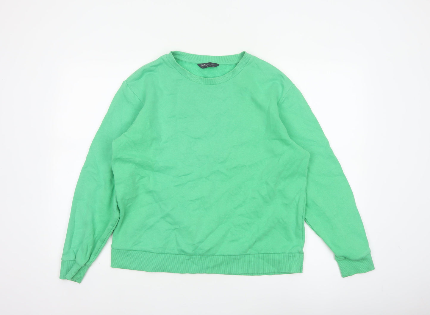 Marks and Spencer Women Green M Pullover Crew Neck Sweatshirt