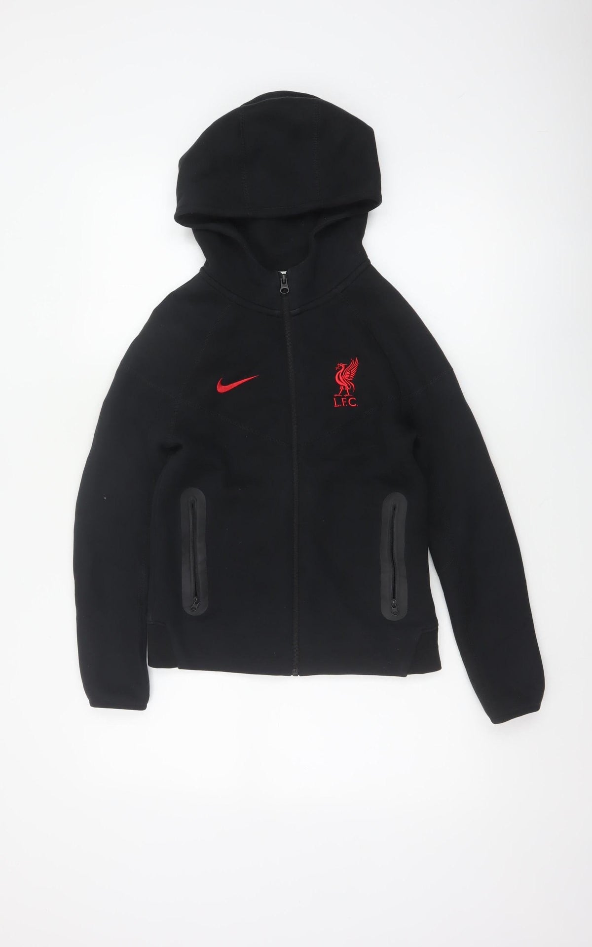 Nike Boys Black Liverpool FC Full Zip Hoodie M 137-147cm Tech Fleece